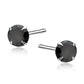 Sentiell sterling silver black stud earrings with round black stones and secure clasps for women