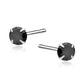 Sentiell sterling silver black stud earrings with round black stones and secure prong setting