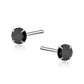 Sentiell sterling silver black stud earrings with round black stones for women
