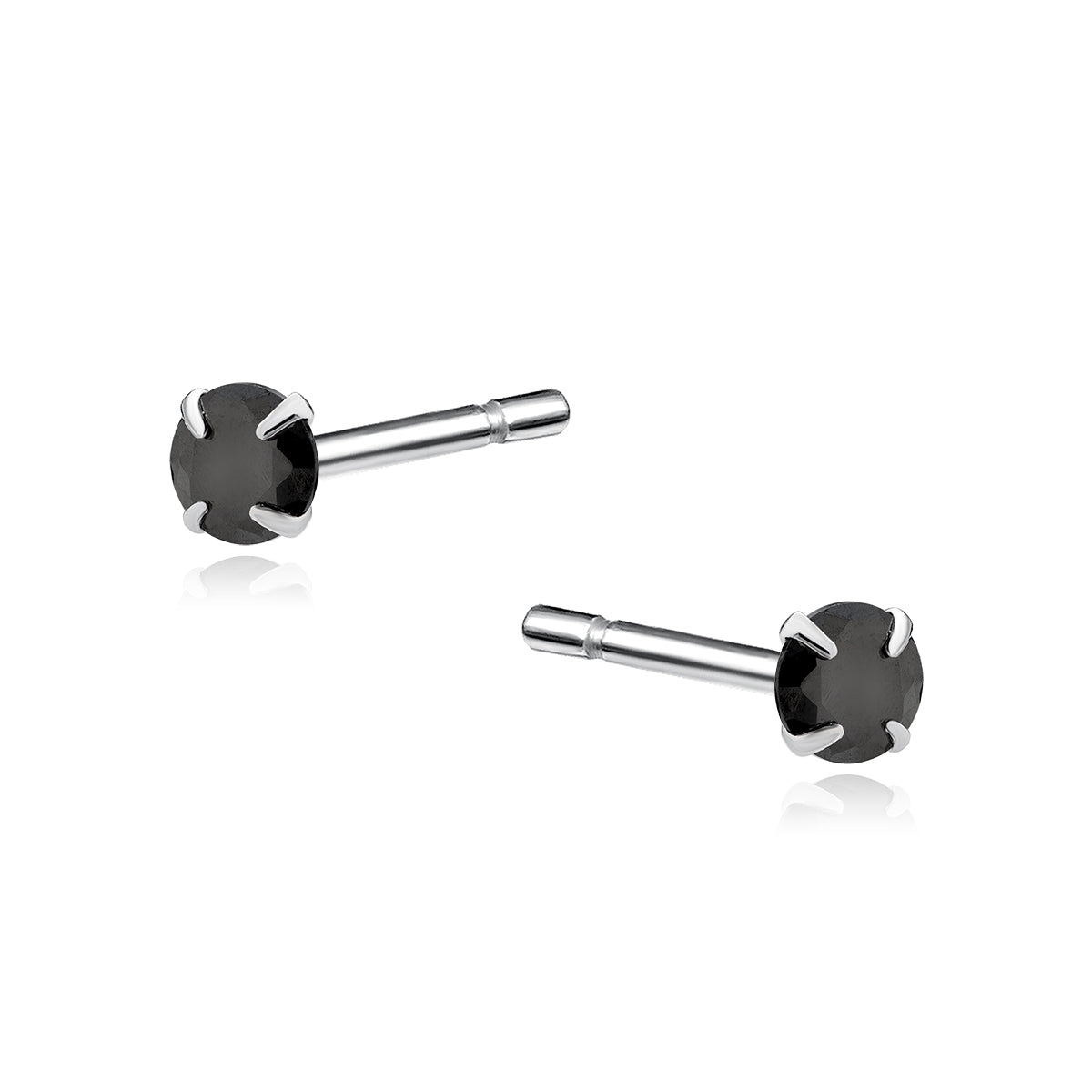 Sentiell sterling silver black stud earrings with sleek round black stones and secure prong setting