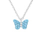Sterling silver butterfly necklace for girls with blue crystal stones on a delicate chain