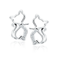 Melchior Jewellery sterling silver cat stud earrings with delicate hollow cat design for women
