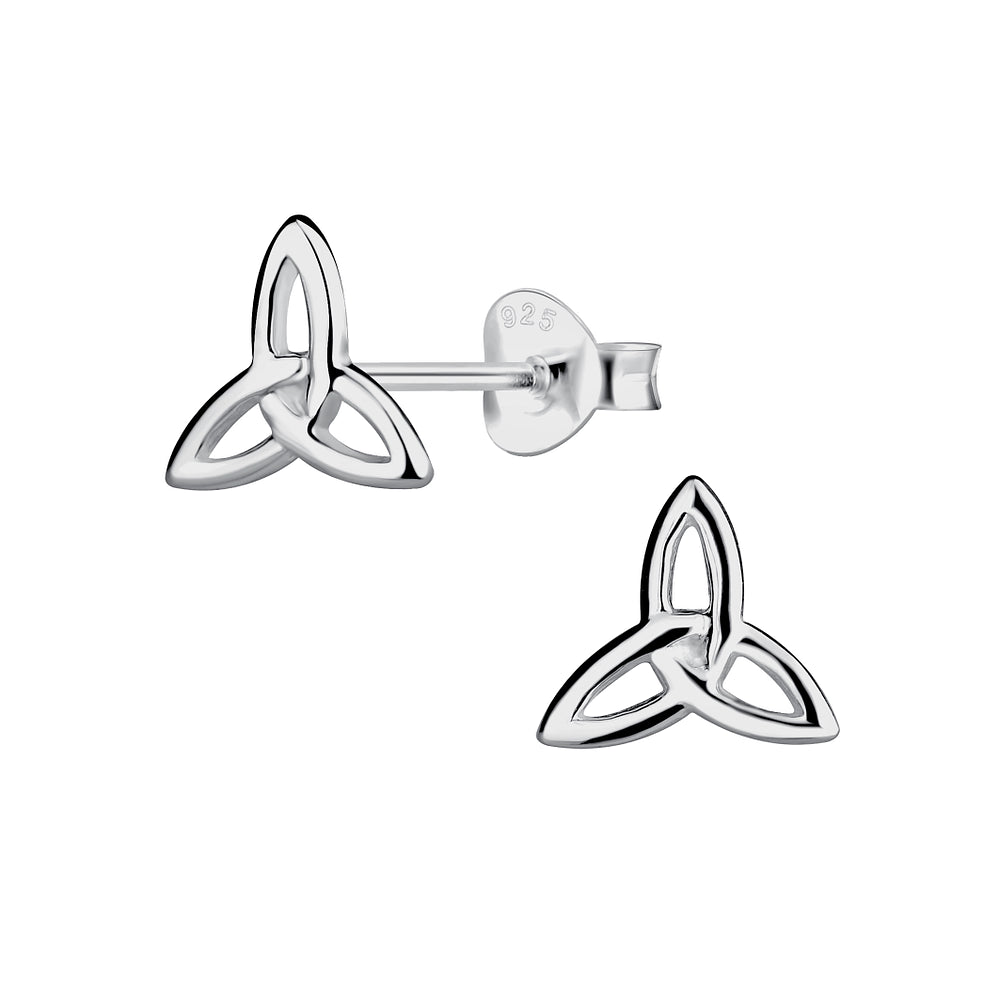 Sterling silver Celtic stud earrings by Melchior Jewellery with intricate knot design for women