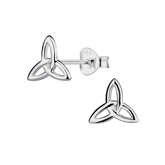Sterling silver Celtic stud earrings by Melchior Jewellery with intricate knot design for women