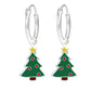 Melchior Jewellery childrens sterling silver Christmas tree earrings with green enamel and red baubles