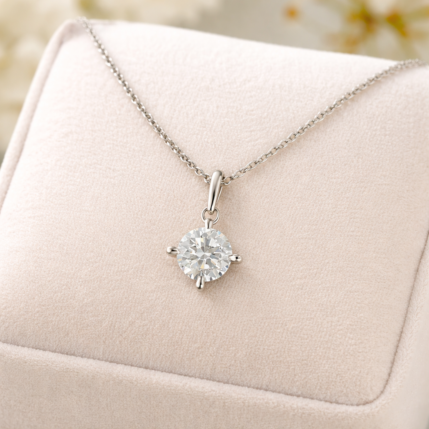 Melchior Jewellery sterling silver cubic zirconia necklace with a sparkling round pendant on a delicate chain