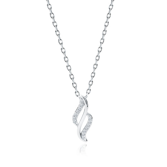 Sentiell sterling silver cubic zirconia necklace with twisted pendant on delicate chain