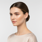 Melchior Jewellery sterling silver cubic zirconia stud earrings worn by woman with sleek hair