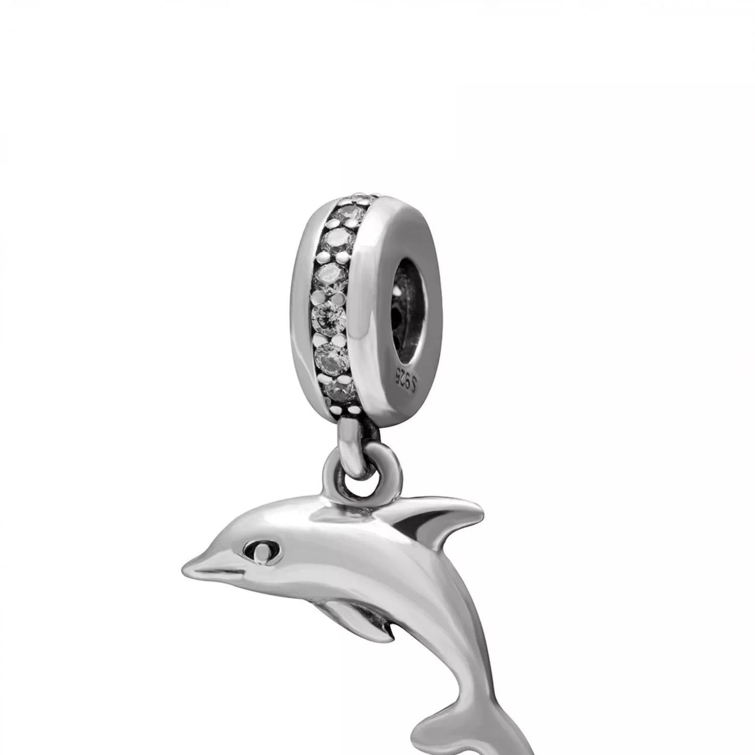 Melchior Jewellery sterling silver dolphin charm bead with detailed design and polished finish