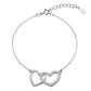 Sentiell sterling silver double heart bracelet for women with delicate chain and crystal accents