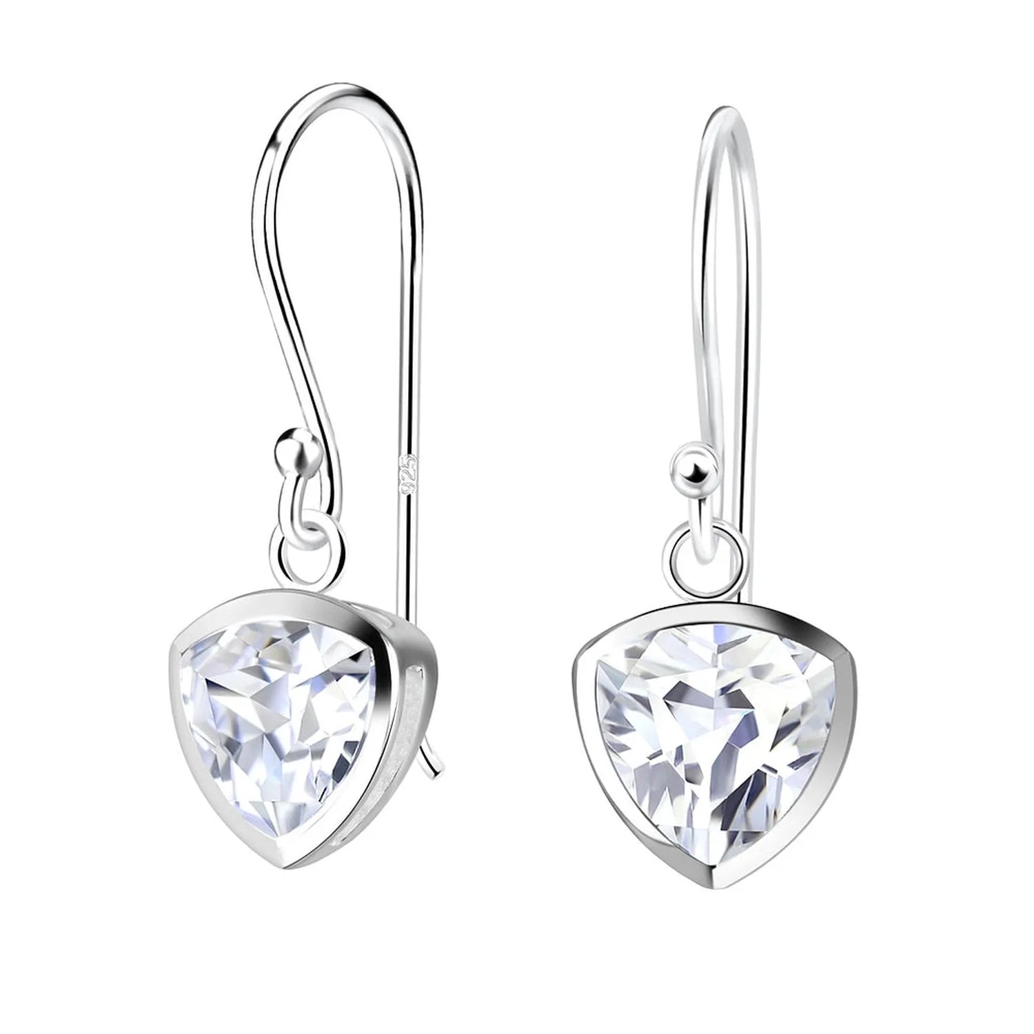 Melchior Jewellery sterling silver drop earrings with clear triangular gemstones for women