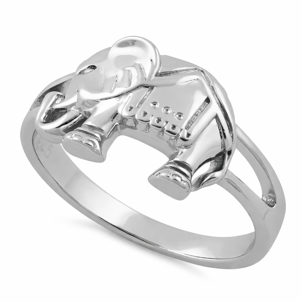 Sterling silver elephant ring for women by Melchior Jewellery with detailed elephant design