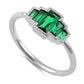Sterling silver emerald CZ ring by Melchior Jewellery featuring a vibrant green geometric design