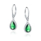 Melchior Jewellery sterling silver emerald drop earrings with pear shaped green gemstones and clear stones