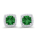 Melchior Jewellery sterling silver emerald stud earrings with sparkling white stones surrounding vibrant green gems