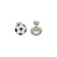 Melchior Jewellery sterling silver football stud earrings with black and white enamel detailing