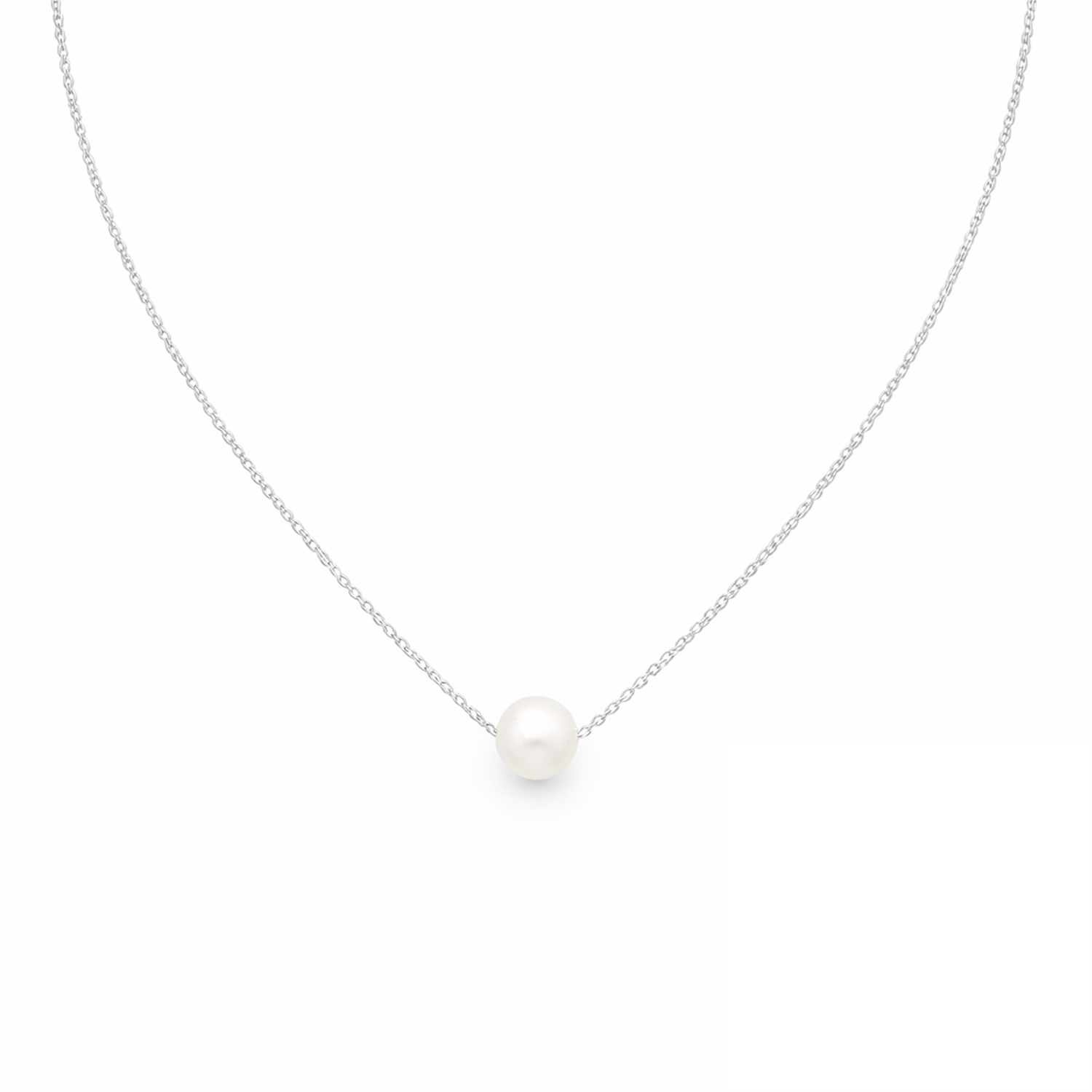 Sentiell sterling silver freshwater pearl necklace with a single elegant pearl pendant on a fine chain
