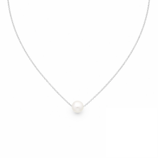 Sentiell sterling silver freshwater pearl necklace with a single elegant pearl pendant on a fine chain