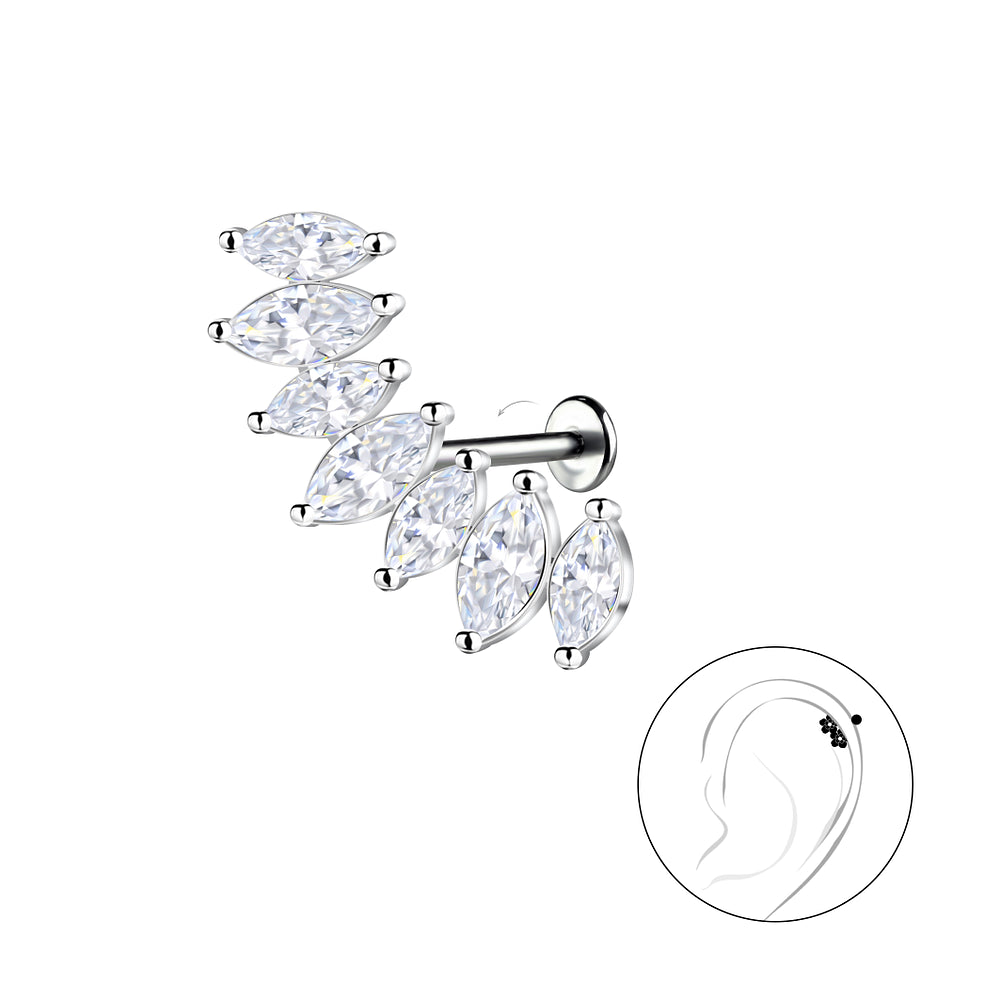 Melchior Jewellery sterling silver geometric earring with multiple marquise crystals for ear cartilage