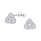 Melchior Jewellery sterling silver geometric stud earrings with sparkling stones in a triangular knot design