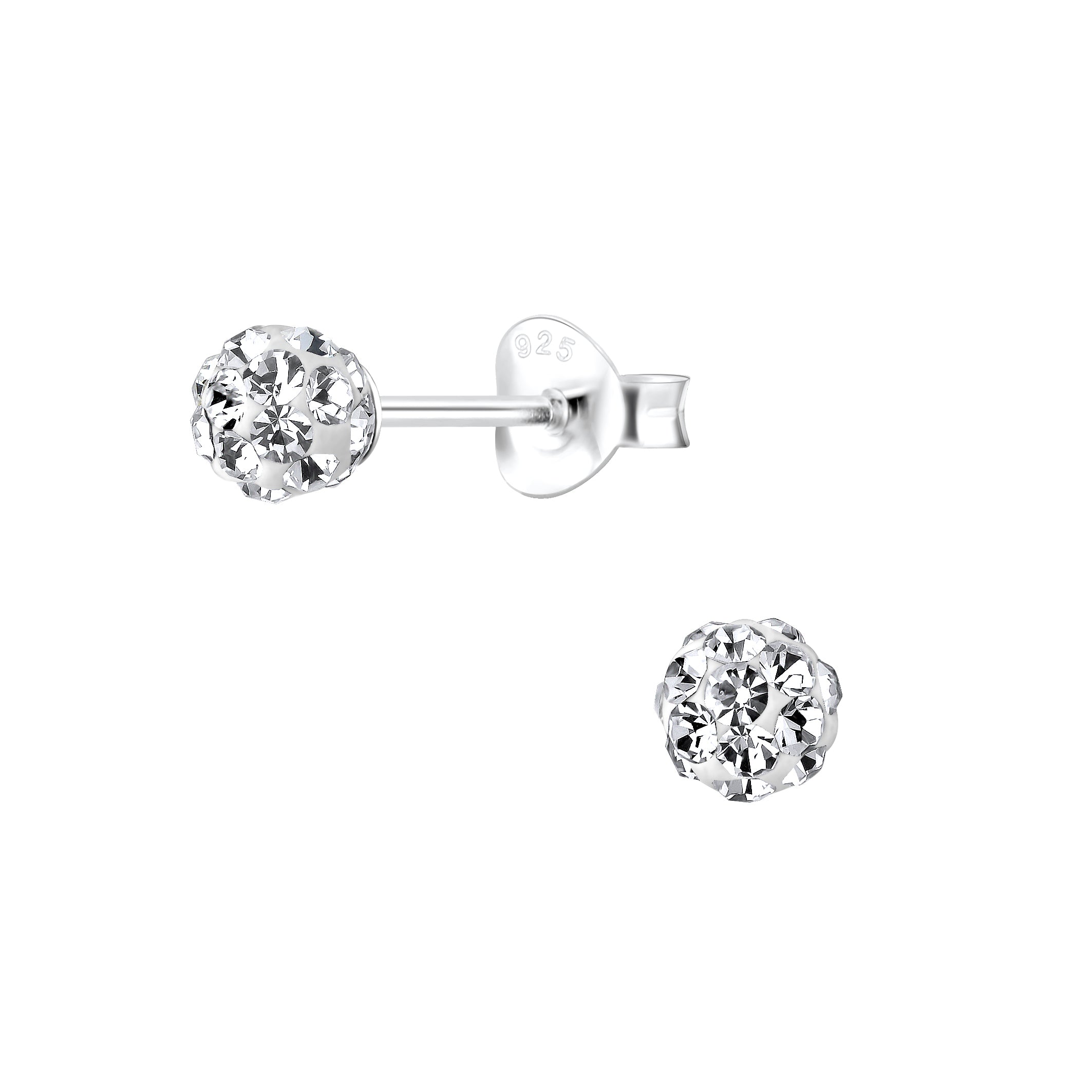 Melchior Jewellery sterling silver girls crystal stud earrings with sparkling clear crystals