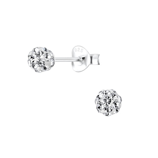 Melchior Jewellery sterling silver girls crystal stud earrings with sparkling clear crystals