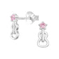 Melchior Jewellery sterling silver guitar earrings for kids with pink gemstone studs