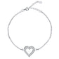 Sentiell sterling silver heart bracelet with delicate chain and sparkling crystal heart charm