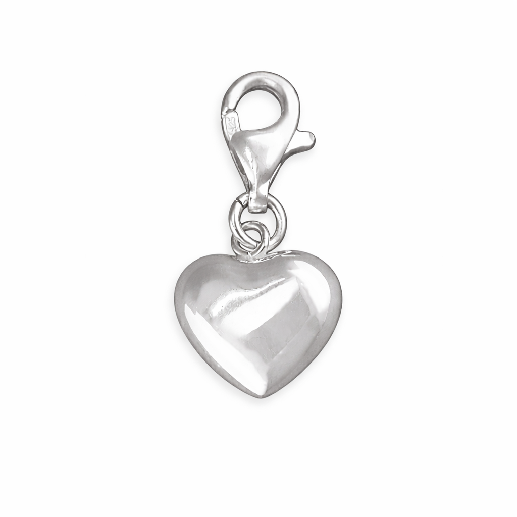 Melchior Jewellery sterling silver heart charm with polished surface and lobster clasp
