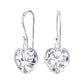 Melchior Jewellery sterling silver heart drop earrings with clear sparkling heart-shaped stones