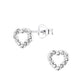 Sterling silver heart earrings for girls with floral detailing from Melchior Jewellery