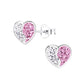 Sterling silver heart earrings for kids with pink and clear crystals from Melchior Jewellery