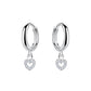 Melchior Jewellery sterling silver heart hoop earrings with sparkling crystal heart charms
