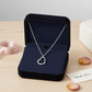 Sterling silver heart necklace for women displayed in a black velvet gift box by Melchior Jewellery