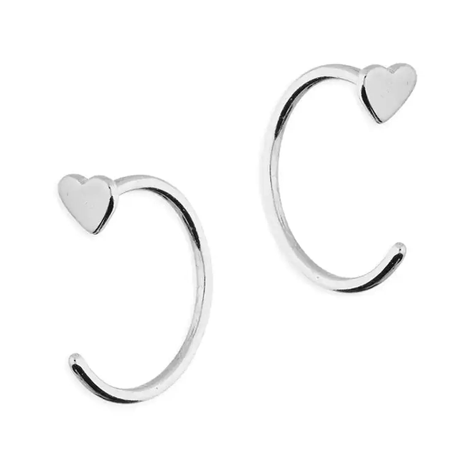 Melchior Jewellery sterling silver heart pull through earrings with polished shiny finish and delicate heart design