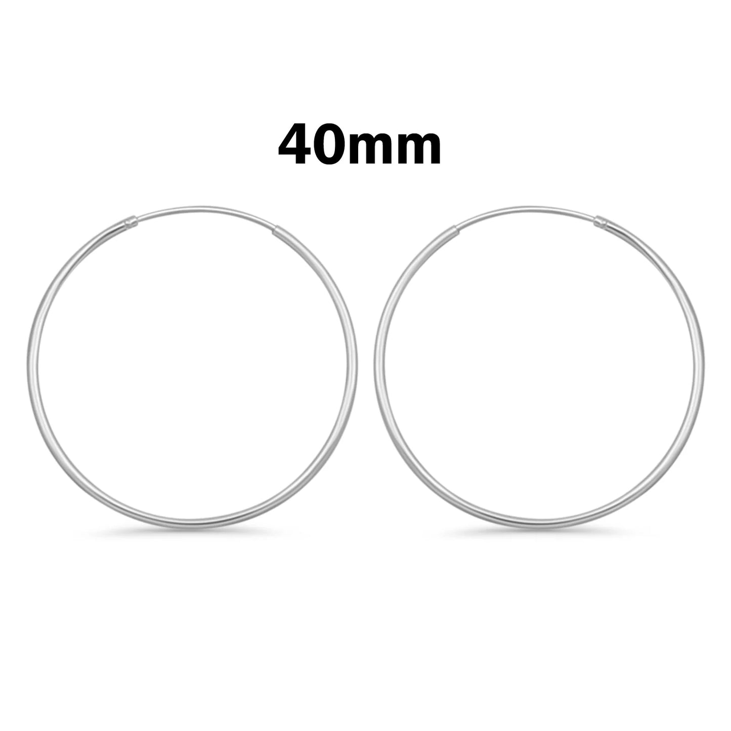 Melchior Jewellery pair of 40mm sterling silver hoop earrings for women minimalist polished round hoops