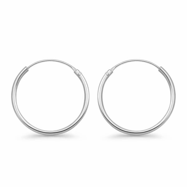 Melchior Jewellery slim polished round sterling silver hoop earrings classic everyday pair on white background