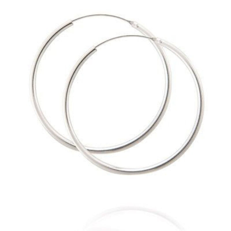 Melchior Jewellery sterling silver hoop earrings slim large pair with polished mirror finish classic everyday hoops