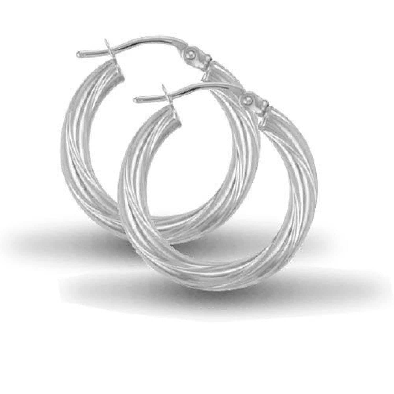 Melchior Jewellery sterling silver hoop earrings with twisted rope design and polished finish