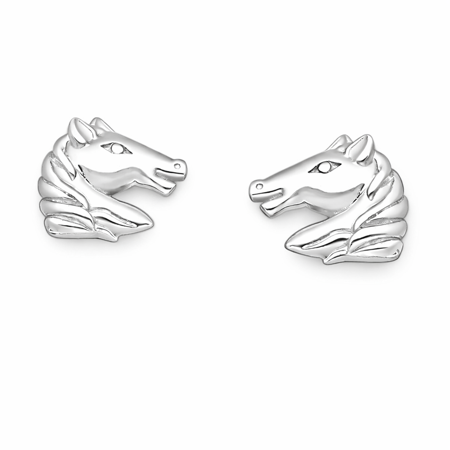Melchior Jewellery sterling silver horse head stud earrings for women with detailed design