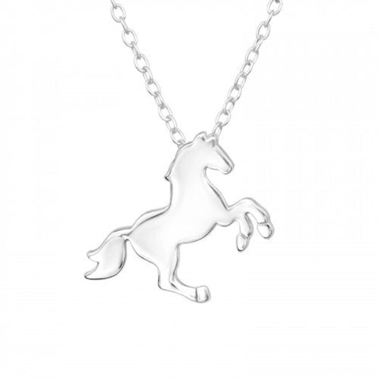 Melchior Jewellery sterling silver horse necklace with detailed prancing horse pendant on chain