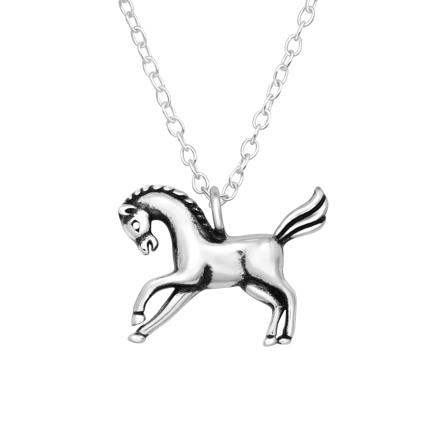 Melchior Jewellery sterling silver horse necklace with detailed horse pendant on fine chain
