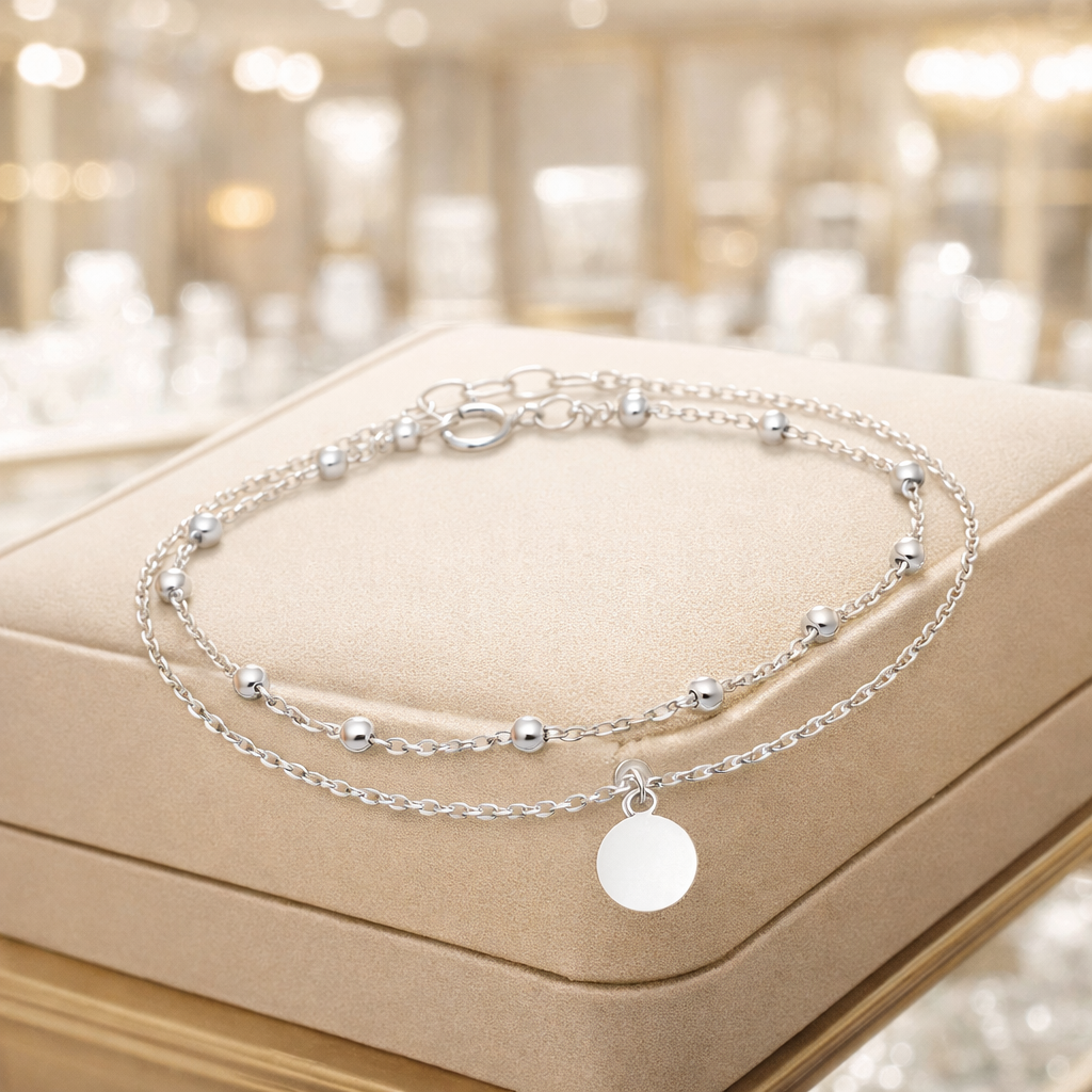 Melchior Jewellery sterling silver layered bracelet with delicate chains and silver bead accents