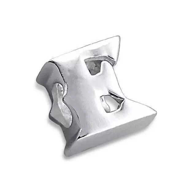 Melchior Jewellery sterling silver letter bead charm E polished alphabet bead for bracelets