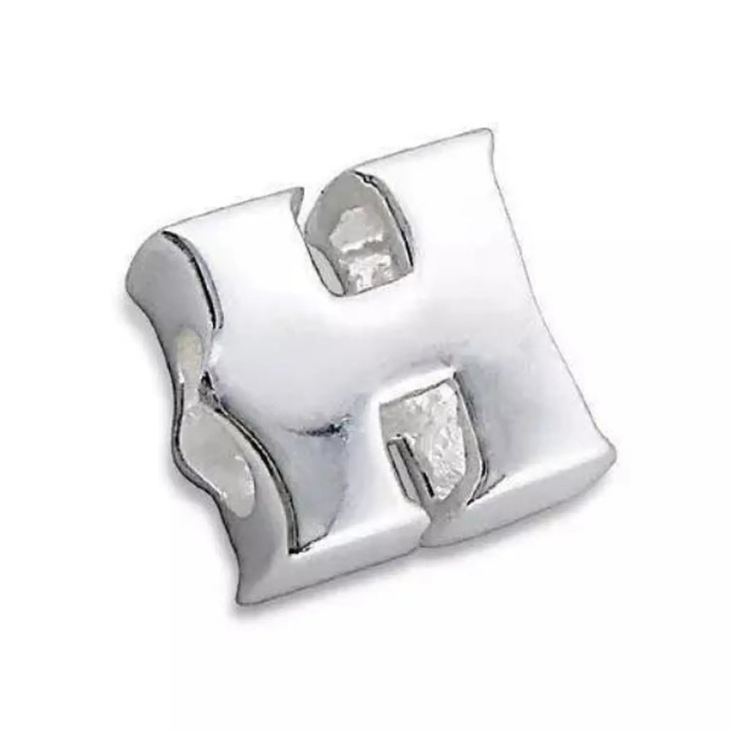 Melchior Jewellery polished H charm in sterling silver letter bead charm for charm bracelets and personalised jewellery