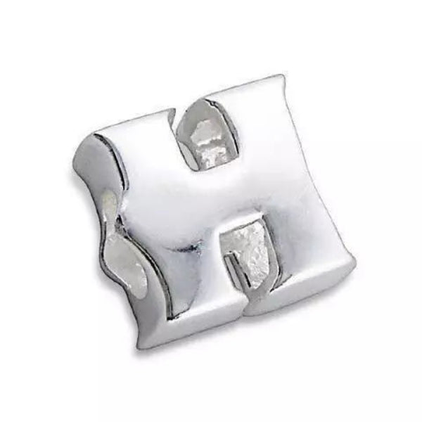 Melchior Jewellery polished H charm in sterling silver letter bead charm for charm bracelets and personalised jewellery