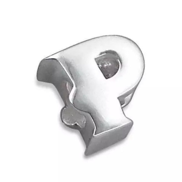Melchior Jewellery sterling silver letter bead charm P initial bead for personalised charm bracelet