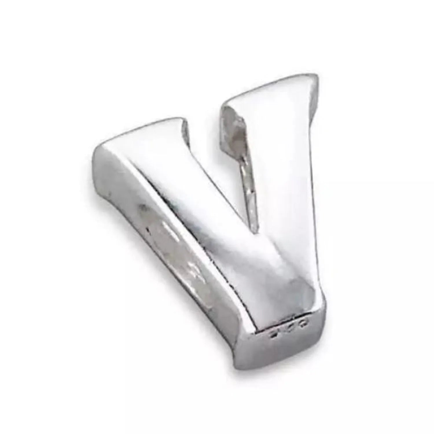 Melchior Jewellery sterling silver letter bead charm V polished alphabet bead for personalised bracelet