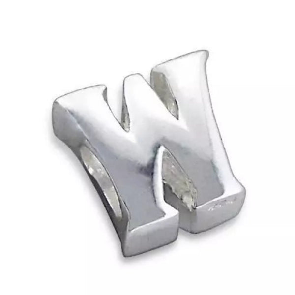 Melchior Jewellery sterling silver letter bead charm W alphabet spacer bead for personalised bracelets