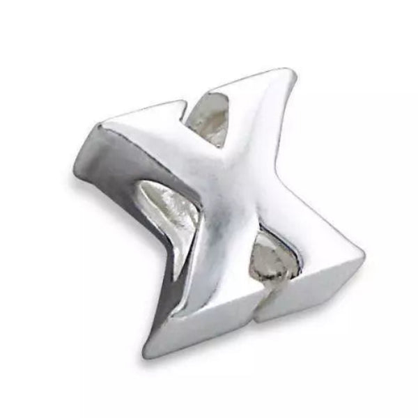 Melchior Jewellery sterling silver letter bead charm X polished initial bead for personalised bracelets and necklaces